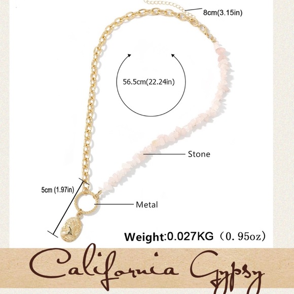 JUST IN🎉Rose Quartz Layered Medallion Necklace - Picture 5 of 5